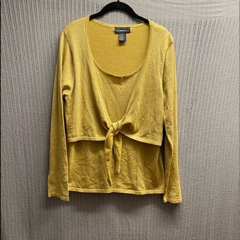 element Z gold threaded sweater with Tie top New Year’s Eve top